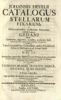 Prodromus astronomiae cum catalogo fixarum et Firmamentum Sobiescianum. Vol. 2. Catalogus stellarum fixarum [...]