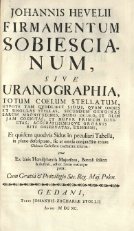 Prodromus astronomiae cum catalogo fixarum et Firmamentum Sobiescianum. Vol. 3. Firmamentum Sobiescianum [...]