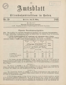 Amtsblatt der Königlichen Eisenbahndirektion in Posen 1919.03.25 Nr19