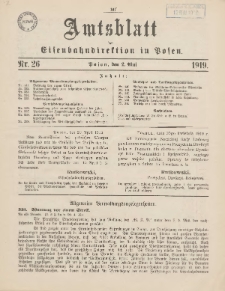 Amtsblatt der Königlichen Eisenbahndirektion in Posen 1919.05.02 Nr26