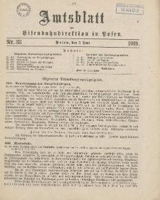 Amtsblatt der Königlichen Eisenbahndirektion in Posen 1919.06.07 Nr33