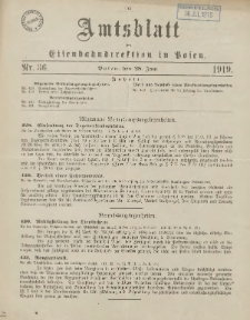 Amtsblatt der Königlichen Eisenbahndirektion in Posen 1919.06.28 Nr36