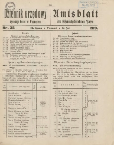 Dziennik Urzędowy Dyrekcji Kolei w Poznaniu = Amtsblatt der Eisenbahndirektion in Posen 1919.07.12 Nr38