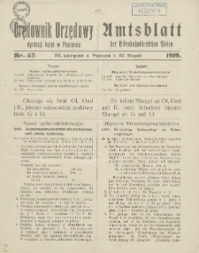 Orędownik Urzędowy Dyrekcji Kolei w Poznaniu = Amtsblatt der Eisenbahndirektion in Posen 1919.08.27 Nr45