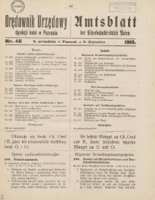 Orędownik Urzędowy Dyrekcji Kolei w Poznaniu = Amtsblatt der Eisenbahndirektion in Posen 1919.09.06 Nr46