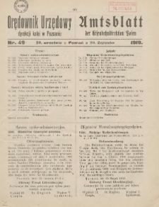 Orędownik Urzędowy Dyrekcji Kolei w Poznaniu = Amtsblatt der Eisenbahndirektion in Posen 1919.09.20 Nr49