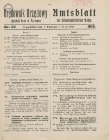 Orędownik Urzędowy Dyrekcji Kolei w Poznaniu = Amtsblatt der Eisenbahndirektion in Posen 1919.10.11 Nr52