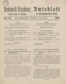 Orędownik Urzędowy Dyrekcji Kolei w Poznaniu = Amtsblatt der Eisenbahndirektion in Posen 1919.10.25 Nr55