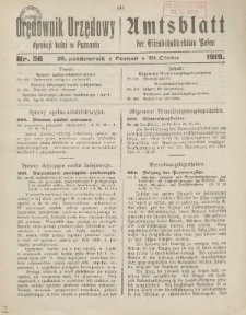 Orędownik Urzędowy Dyrekcji Kolei w Poznaniu = Amtsblatt der Eisenbahndirektion in Posen 1919.10.29 Nr56