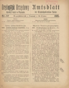 Orędownik Urzędowy Dyrekcji Kolei w Poznaniu = Amtsblatt der Eisenbahndirektion in Posen 1919.10.31 Nr57