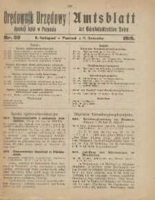 Orędownik Urzędowy Dyrekcji Kolei w Poznaniu = Amtsblatt der Eisenbahndirektion in Posen 1919.11.08 Nr58