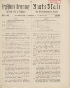 Orędownik Urzędowy Dyrekcji Kolei w Poznaniu = Amtsblatt der Eisenbahndirektion in Posen 1919.11.13 Nr59