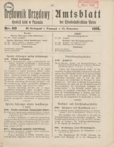 Orędownik Urzędowy Dyrekcji Kolei w Poznaniu = Amtsblatt der Eisenbahndirektion in Posen 1919.11.15 Nr60