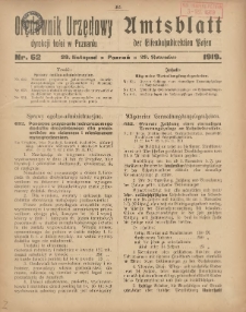 Orędownik Urzędowy Dyrekcji Kolei w Poznaniu = Amtsblatt der Eisenbahndirektion in Posen 1919.11.29 Nr62