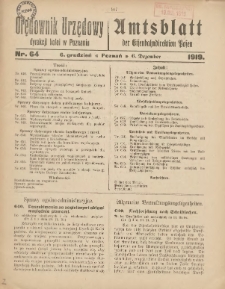 Orędownik Urzędowy Dyrekcji Kolei w Poznaniu = Amtsblatt der Eisenbahndirektion in Posen 1919.12.06 Nr64