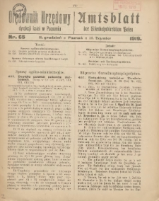 Orędownik Urzędowy Dyrekcji Kolei w Poznaniu = Amtsblatt der Eisenbahndirektion in Posen 1919.12.11 Nr65