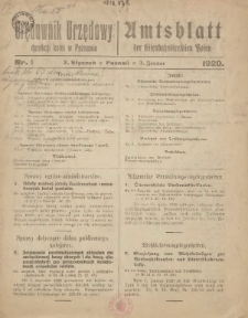Orędownik Urzędowy Dyrekcji Kolei w Poznaniu = Amtsblatt der Eisenbahndirektion in Posen 1920.01.03 Nr1