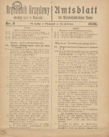 Orędownik Urzędowy Dyrekcji Kolei w Poznaniu = Amtsblatt der Eisenbahndirektion in Posen 1920.02.14 Nr5