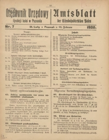 Orędownik Urzędowy Dyrekcji Kolei w Poznaniu = Amtsblatt der Eisenbahndirektion in Posen 1920.02.21 Nr7