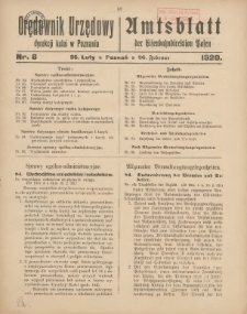 Orędownik Urzędowy Dyrekcji Kolei w Poznaniu = Amtsblatt der Eisenbahndirektion in Posen 1920.02.26 Nr8