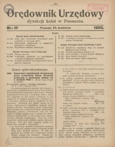 Orędownik Urzędowy Dyrekcji Kolei w Poznaniu 1920.04.24 Nr19