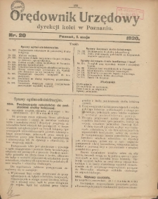 Orędownik Urzędowy Dyrekcji Kolei w Poznaniu 1920.05.01 Nr20