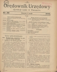 Orędownik Urzędowy Dyrekcji Kolei w Poznaniu 1920.05.01 Nr20