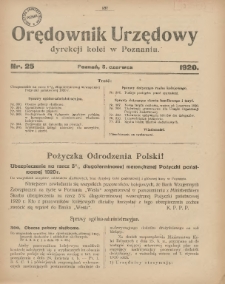 Orędownik Urzędowy Dyrekcji Kolei w Poznaniu 1920.05.29 Nr24