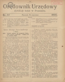 Orędownik Urzędowy Dyrekcji Kolei w Poznaniu 1920.06.21 Nr27