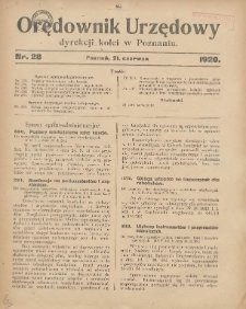 Orędownik Urzędowy Dyrekcji Kolei w Poznaniu 1920.06.21 Nr28