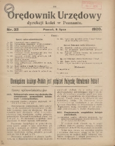 Orędownik Urzędowy Dyrekcji Kolei w Poznaniu 1920.07.06 Nr32