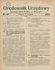 Orędownik Urzędowy Dyrekcji Kolei w Poznaniu 1920.09.04 Nr42