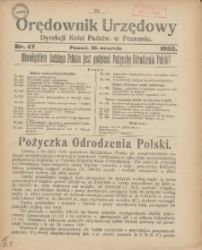 Orędownik Urzędowy Dyrekcji Kolei w Poznaniu 1920.09.25 Nr47