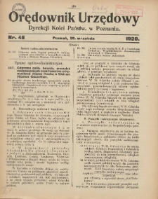 Orędownik Urzędowy Dyrekcji Kolei w Poznaniu 1920.09.28 Nr48