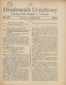 Orędownik Urzędowy Dyrekcji Kolei w Poznaniu 1920.10.06 Nr50