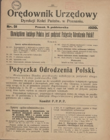Orędownik Urzędowy Dyrekcji Kolei w Poznaniu 1920.10.09 Nr51