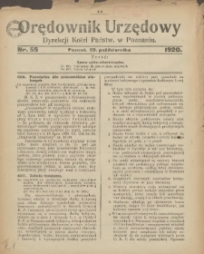 Orędownik Urzędowy Dyrekcji Kolei w Poznaniu 1920.10.20 Nr55