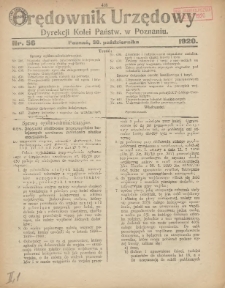 Orędownik Urzędowy Dyrekcji Kolei w Poznaniu 1920.10.30 Nr56