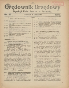 Orędownik Urzędowy Dyrekcji Kolei w Poznaniu 1920.11.06 Nr57