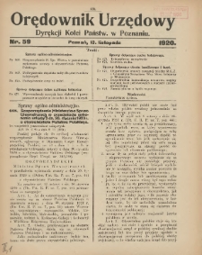 Orędownik Urzędowy Dyrekcji Kolei w Poznaniu 1920.11.13 Nr59
