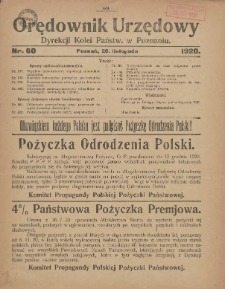 Orędownik Urzędowy Dyrekcji Kolei w Poznaniu 1920.11.20 Nr60