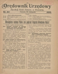 Orędownik Urzędowy Dyrekcji Kolei w Poznaniu 1920.11.25 Nr62