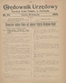 Orędownik Urzędowy Dyrekcji Kolei w Poznaniu 1920.11.30 Nr64