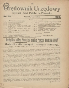 Orędownik Urzędowy Dyrekcji Kolei w Poznaniu 1920.12.04 Nr65