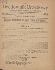Orędownik Urzędowy Dyrekcji Kolei w Poznaniu 1920.12.10 Nr66