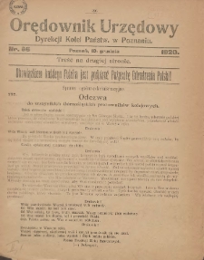Orędownik Urzędowy Dyrekcji Kolei w Poznaniu 1920.12.10 Nr66