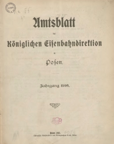 Amtsblatt der Königlichen Eisenbahndirektion in Posen 1916.01.08 Nr1