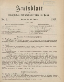 Amtsblatt der Königlichen Eisenbahndirektion in Posen 1916.01.19 Nr3