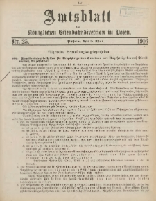 Amtsblatt der Königlichen Eisenbahndirektion in Posen 1916.05.05 Nr25