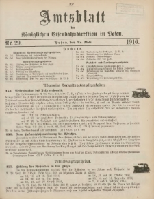 Amtsblatt der Königlichen Eisenbahndirektion in Posen 1916.05.27 Nr29